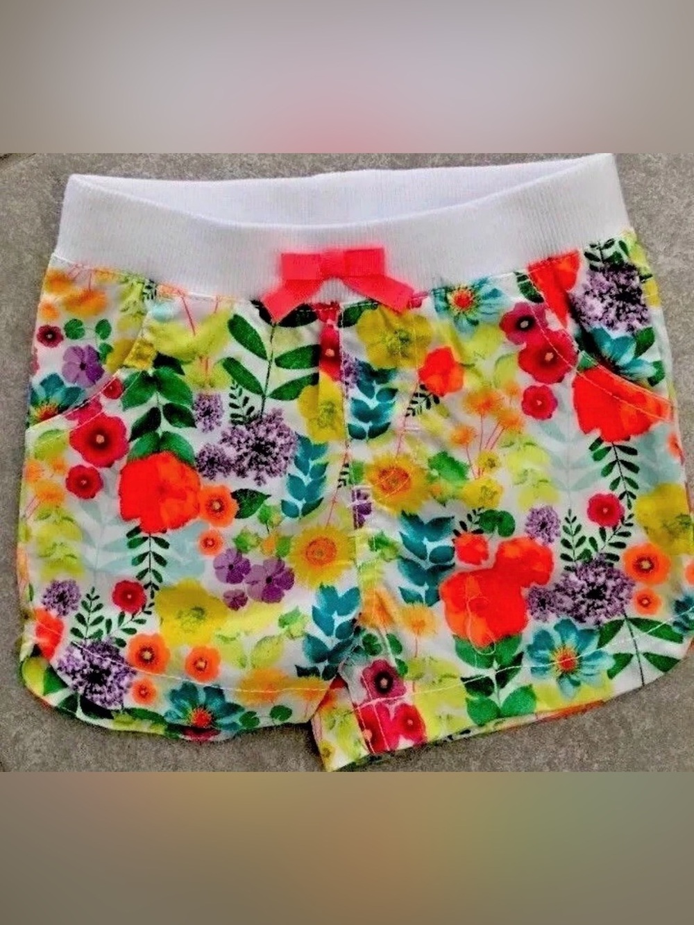 Cherokee Girls 12 Months Shorts Neon Floral Butterflies Elastic Waistband New